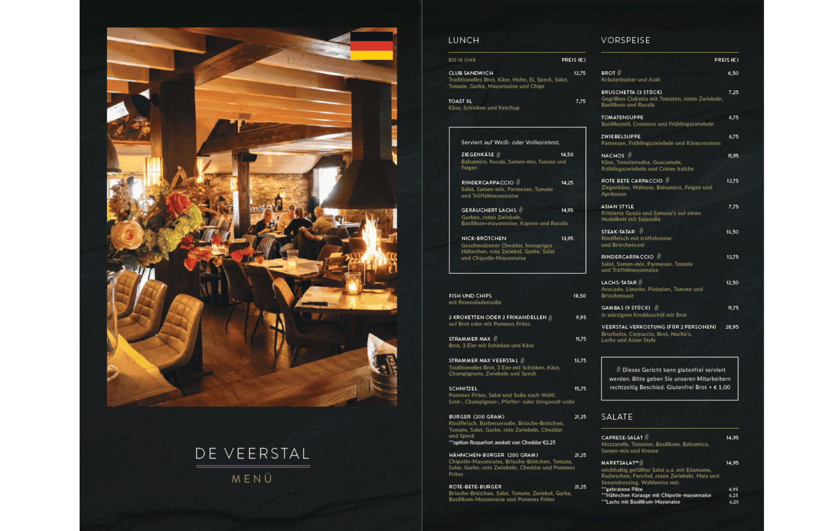 Men&uuml; Veerstal Deutsch 